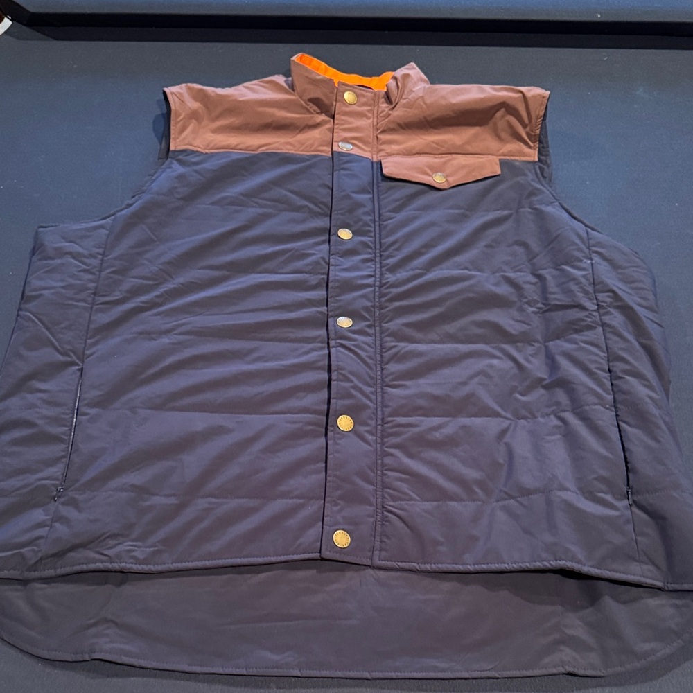 Brown and Blue Sleeveless Vest